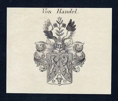 Von Handel - Handel Wappen Adel coat of arms Kupferstich  heraldry Heraldik