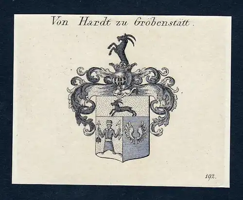 Von Hardt zu Gröbenstätt - Hardt zu Gröbenstädt Groebenstaedt Wappen Adel coat of arms Kupferstich  herald