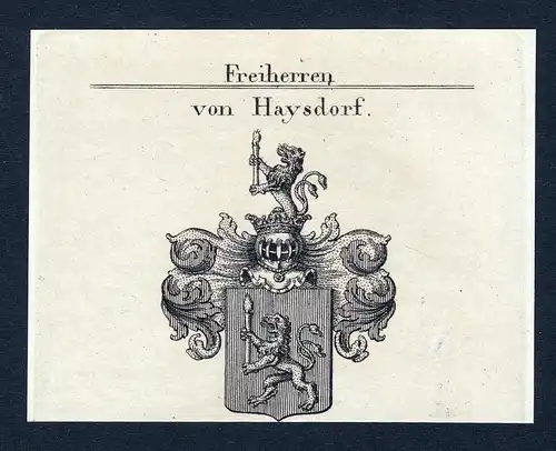 Von Haysdorf - Haysdorf Wappen Adel coat of arms Kupferstich  heraldry Heraldik