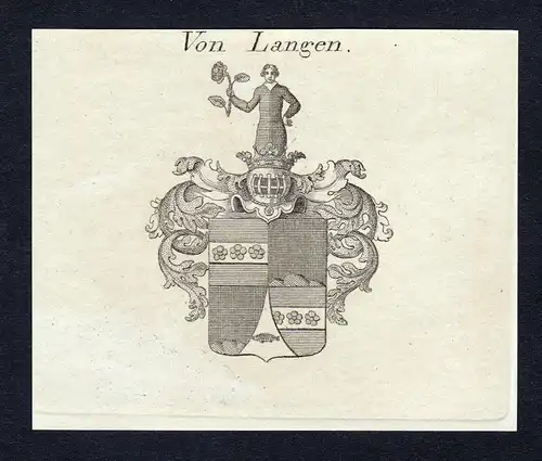 Von Langen- Langen Wappen Adel coat of arms Kupferstich  heraldry Heraldik