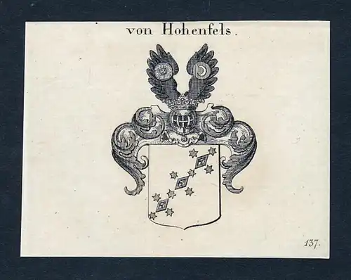 Von Hohenfels - Hohenfels Wappen Adel coat of arms Kupferstich  heraldry Heraldik
