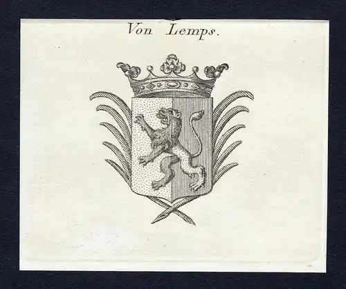 Von Lemps- Lemps Wappen Adel coat of arms Kupferstich  heraldry Heraldik