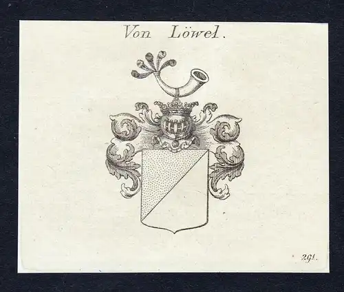 Von Löwel - Löwel Loewel Wappen Adel coat of arms Kupferstich  heraldry Heraldik