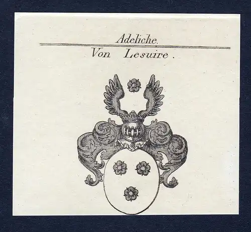 Von Lesuire- Le Suire Wappen Adel coat of arms Kupferstich  heraldry Heraldik