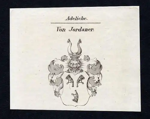 Von Jordaner - Jordaner Wappen Adel coat of arms Kupferstich  heraldry Heraldik