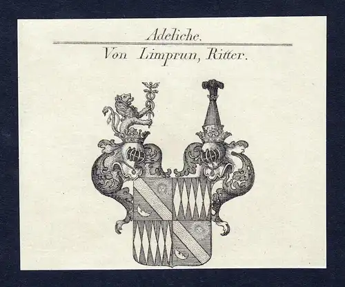 Von Limprun, Ritter - Limprun Linprun Wappen Adel coat of arms Kupferstich  heraldry Heraldik