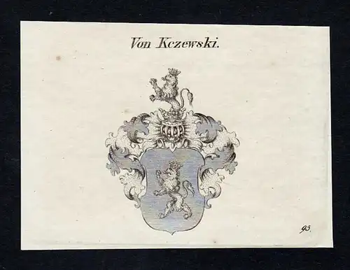 Von Kezewski - Kezewski Wappen Adel coat of arms Kupferstich  heraldry Heraldik