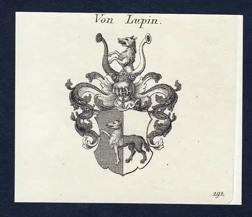 Von Lupin - Lupin Wappen Adel coat of arms Kupferstich  heraldry Heraldik