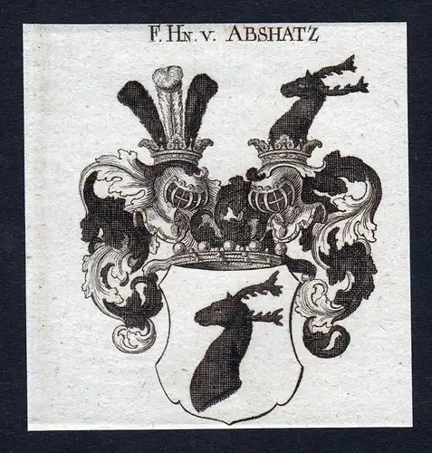 F. Hn. v. Abshatz - Hans Aßmann Abschatz Abshatz Wappen Adel coat of arms Kupferstich  heraldry Heraldik