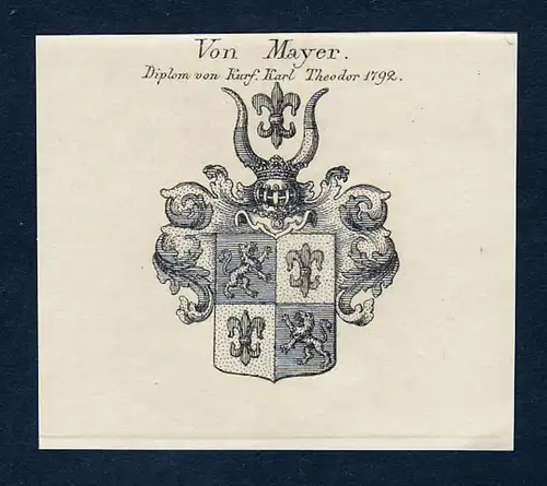 Von Mayer - Mayer Wappen Adel coat of arms Kupferstich  heraldry Heraldik