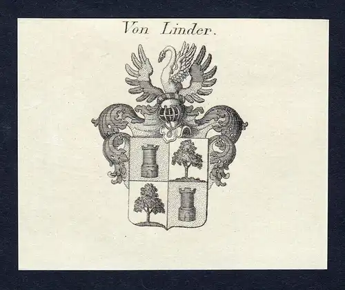 Von Linder - Linder Wappen Adel coat of arms Kupferstich  heraldry Heraldik