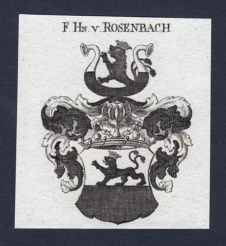 F.Hn. v. Rosenbach - Rosenbach Franken Hainstadt Wappen Adel coat of arms Kupferstich  heraldry Heraldik