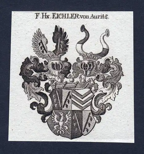 F. Hn. Eichler von Auritz - Eichler Auritz Wappen Adel coat of arms Kupferstich  heraldry Heraldik