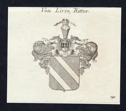 Von Livio, Ritter - Livio Wappen Adel coat of arms Kupferstich  heraldry Heraldik