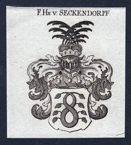 F.Hn. v. Seckendorff - Seckendorff Seckendorf Franken Wappen Adel coat of arms Kupferstich  heraldry Heraldik