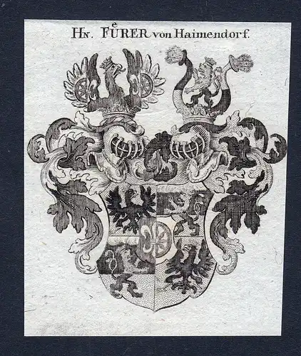 Hn. Fürer von Haimendorf - Christoph Fürer Haimendorf Wappen Adel coat of arms Kupferstich  heraldry Heraldi