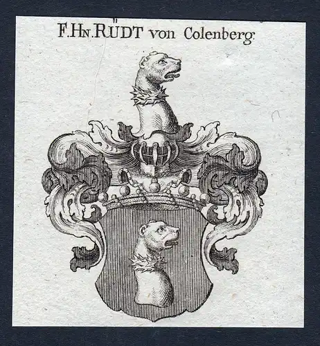 F.Hn. Rüdt von Colenberg - Rüdt Colenberg Collenberg Franken Wappen Adel coat of arms Kupferstich  heraldry