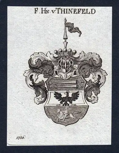 F. Hn. v. Thinefeld - Thinefeld Wappen Adel coat of arms Kupferstich  heraldry Heraldik
