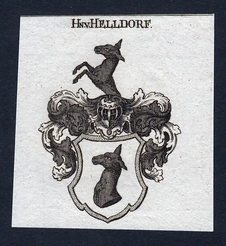 Hn. v. Helldorf - Helldorf Meißen Helldorff Wappen Adel coat of arms Kupferstich  heraldry Heraldik