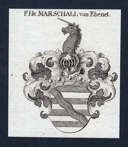 F. Hr. Marschall von Ebenet - Marschall Ebenet Ebnet Wappen Adel coat of arms Kupferstich  heraldry Heraldik