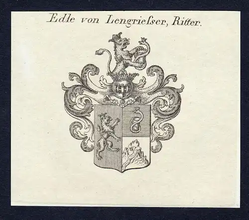 Edle von Lengriesser, Ritter- Lengriesser Wappen Adel coat of arms Kupferstich  heraldry Heraldik