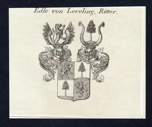 Edle von Leveling, Ritter - Leveling Wappen Adel coat of arms Kupferstich  heraldry Heraldik