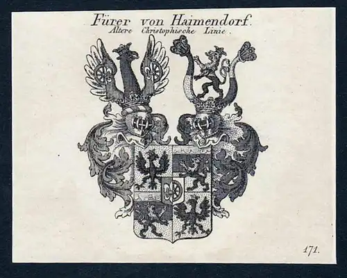 Fürer von Haimendorf- Fürer Fuerer von Haimendorf Wappen Adel coat of arms Kupferstich  heraldry Heraldik