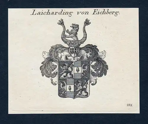 Laicharding von Eichberg- Laicharding von Eichberg Wappen Adel coat of arms Kupferstich  heraldry Heraldik