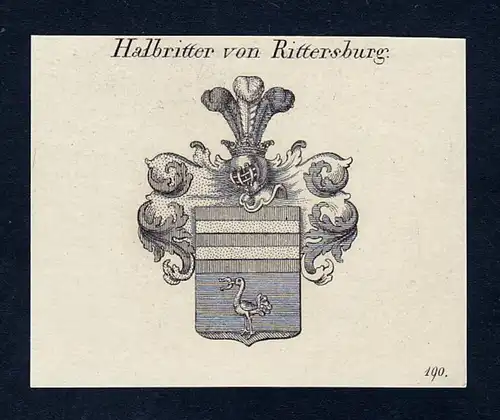 Halbritter von Rittersburg - Rittersburg Wappen Adel coat of arms Kupferstich  heraldry Heraldik