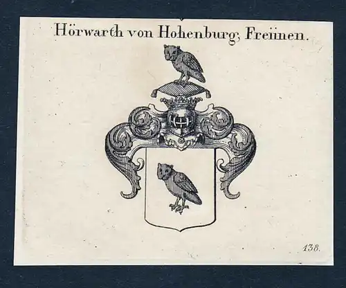 Hörwarth von Hohenburg, Freiinen - Hörwarth Hoerwarth von Hohenburg Wappen Adel coat of arms Kupferstich  he