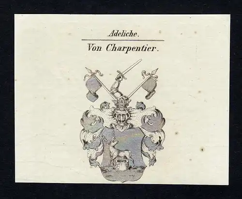 Von Charpentier - Charpentier Wappen Adel coat of arms Kupferstich  heraldry Heraldik