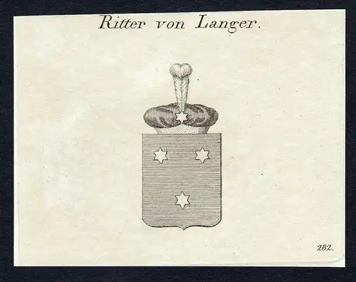 Ritter von Langer- Langer Wappen Adel coat of arms Kupferstich  heraldry Heraldik
