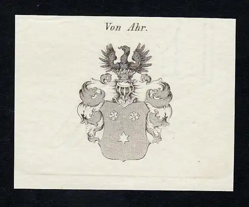 Von Ahr - Ahr Wappen Adel coat of arms Kupferstich  heraldry Heraldik