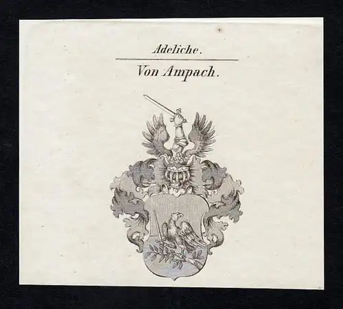 Von Ampach - Ampach Wappen Adel coat of arms Kupferstich  heraldry Heraldik