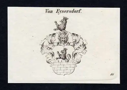 Von Eysersdorf - Eysersdorf Eisersdorf Wappen Adel coat of arms Kupferstich  heraldry Heraldik