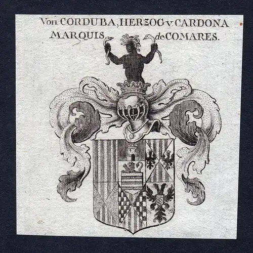 Von Corduba, Herzog v. Cardona Marquis de Combares - Corduba Cardona Marquis Combares Wappen Adel coat of arms