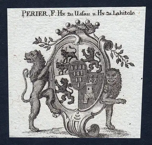 Perier, F. Hn. zu Ussau u. Hn. zu Lahitole - Lahitole Ussau Perier Wappen Adel coat of arms heraldry Heraldik