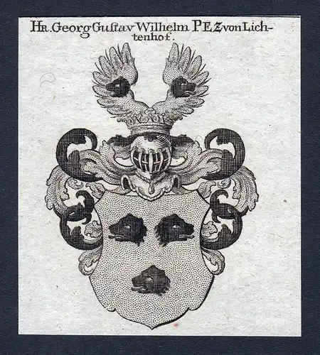 Hr. Georg Gustav Wilhelm Pez von Lichtenhof - Petz Lichtenhof Georg Gustav Wilhelm Wappen Adel coat of arms he