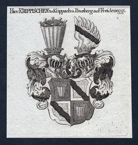 Hn. v. Krippischen zu Krippach u. Prunberg auf Freidenegg - Krippach Prunberg Freidenegg Fraydenegg Wappen Ade
