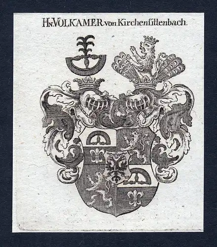 Hn. Volkamer von Kirchensittenbach - Volkamer Kirchensittenbach Bayern Wappen Adel coat of arms heraldry Heral