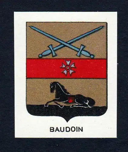 Baudoin - Baudoin Baudouin Wappen Adel coat of arms heraldry Lithographie