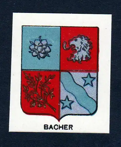 Bacher - Bacher Wappen Adel coat of arms heraldry Lithographie