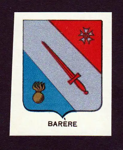 Barere - Barere Wappen Adel coat of arms heraldry Lithographie