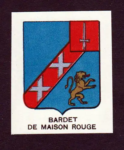 Bardet de Maison Rouge - Badet Maison Rouge Wappen Adel coat of arms heraldry Lithographie