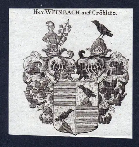 Hn. v. Weinbach auf Cröblitz - Weinbach Cröblitz Kröblitz Wappen Adel coat of arms heraldry Heraldik