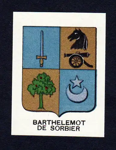 Barthelemot de Sorbier - Barthelemot Sorbier Wappen Adel coat of arms heraldry Lithographie