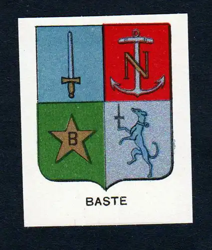 Baste - Baste Wappen Adel coat of arms heraldry Lithographie