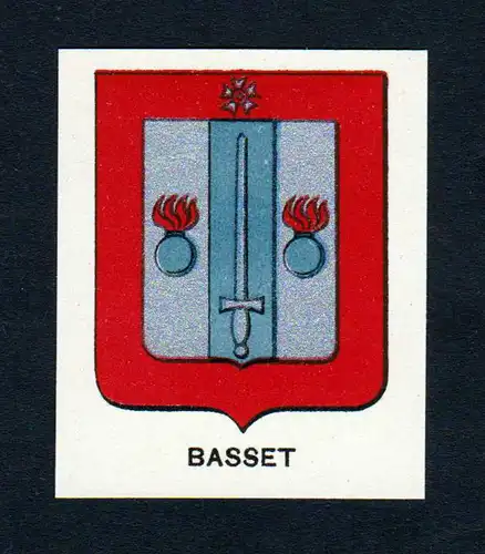 Basset - Basset Wappen Adel coat of arms heraldry Lithographie