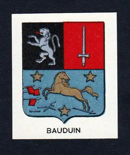 Bauduin - Bauduin Wappen Adel coat of arms heraldry Lithographie