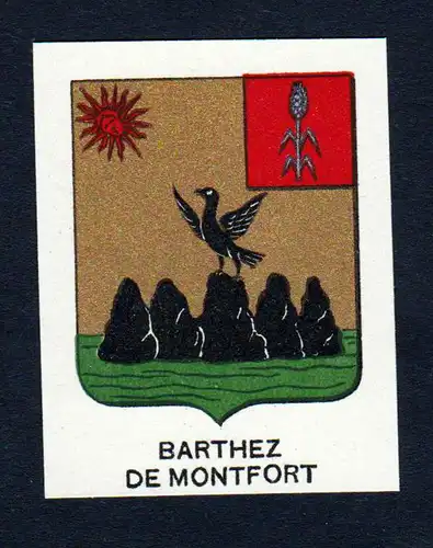 Barthez de Montfort - Barthez Montfort Wappen Adel coat of arms heraldry Lithographie